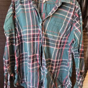 Sonoma Teal Plaid Button-Down Shirt with Pink and Navy Stripes